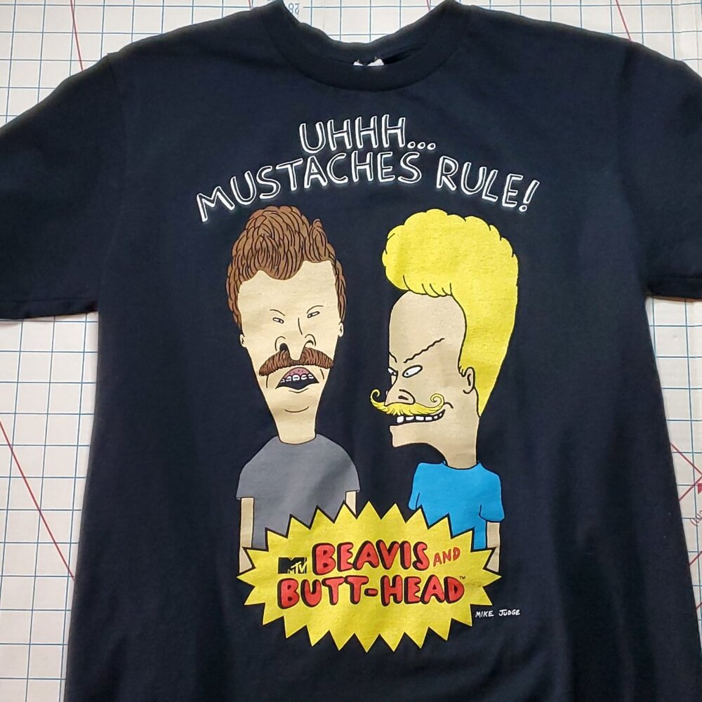 Beavis And Butt-Head Mustaches Rule MTV T-shirt Men's Medium Vintage Gildan